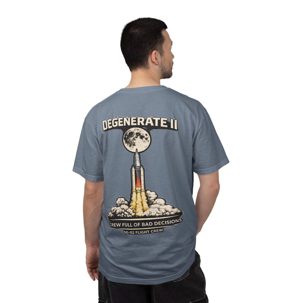 T-Shirt — "Degenerate II" Rocket Launch Crew Graphic Tee