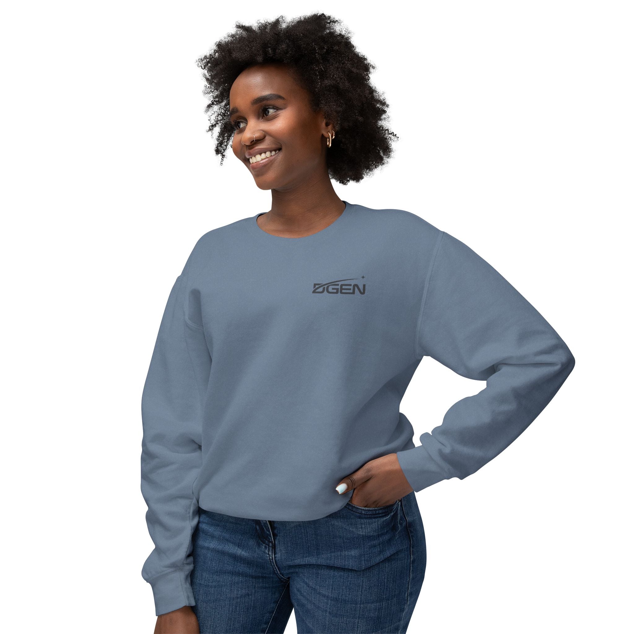 Space Logo Rocket Launch Crewneck Sweatshirt — Lightweight White Casual Pullover