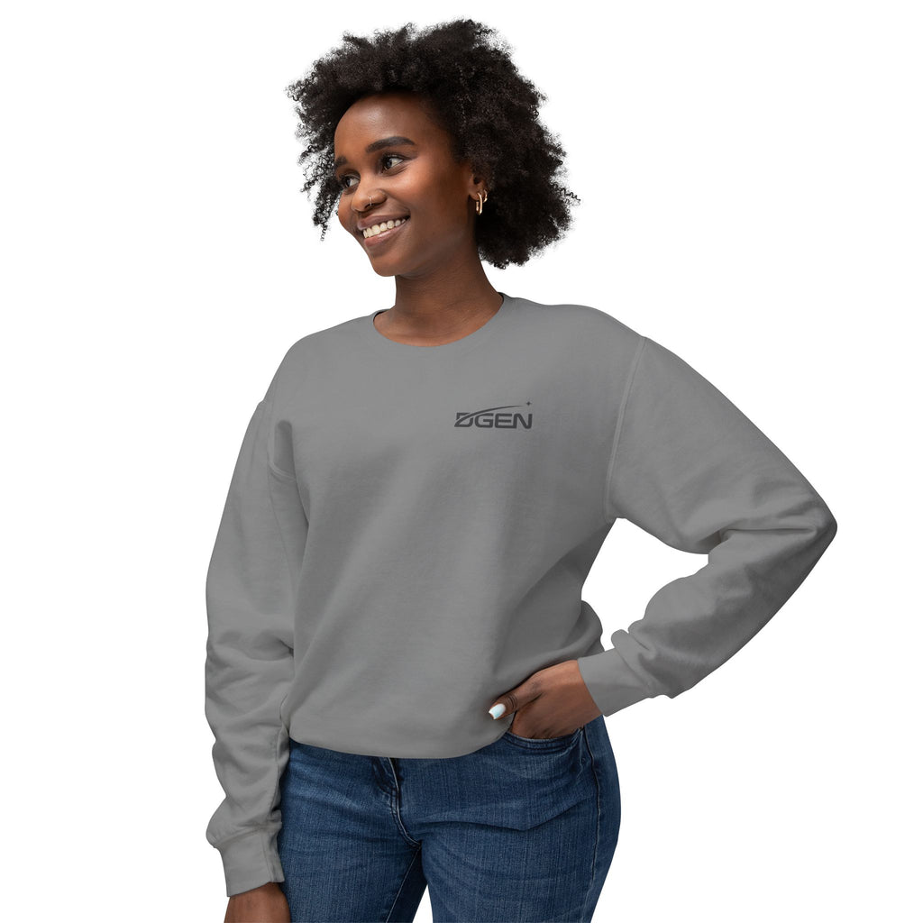 Space Logo Rocket Launch Crewneck Sweatshirt — Lightweight White Casual Pullover