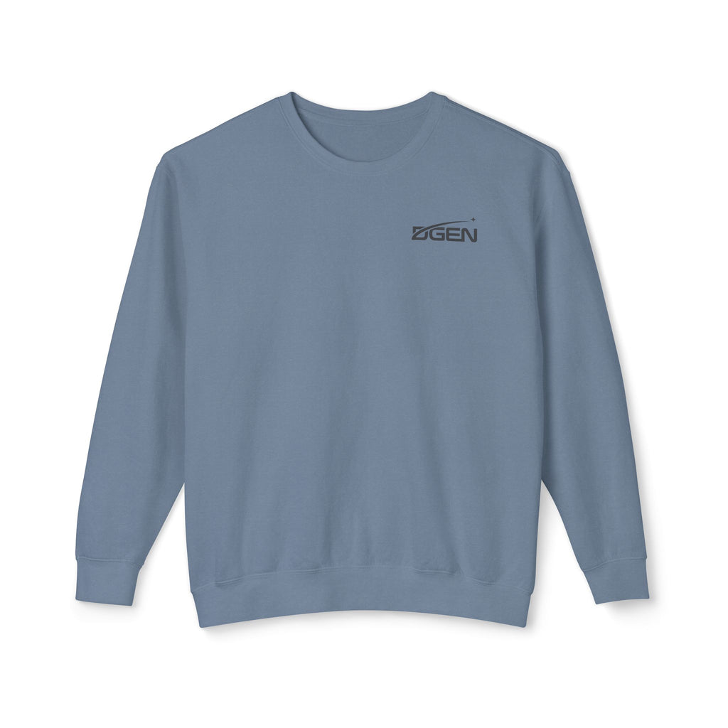 Space Logo Rocket Launch Crewneck Sweatshirt — Lightweight White Casual Pullover