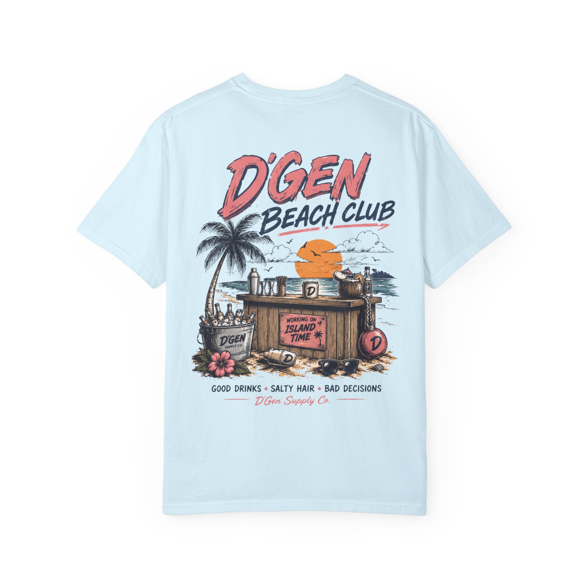Beach Bar T-Shirt — "D'Gen Beach Club" Tropical Vintage Surf Tee
