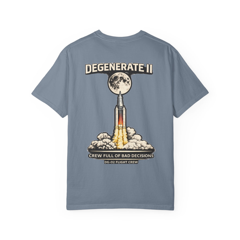 T-Shirt — "Degenerate II" Rocket Launch Crew Graphic Tee