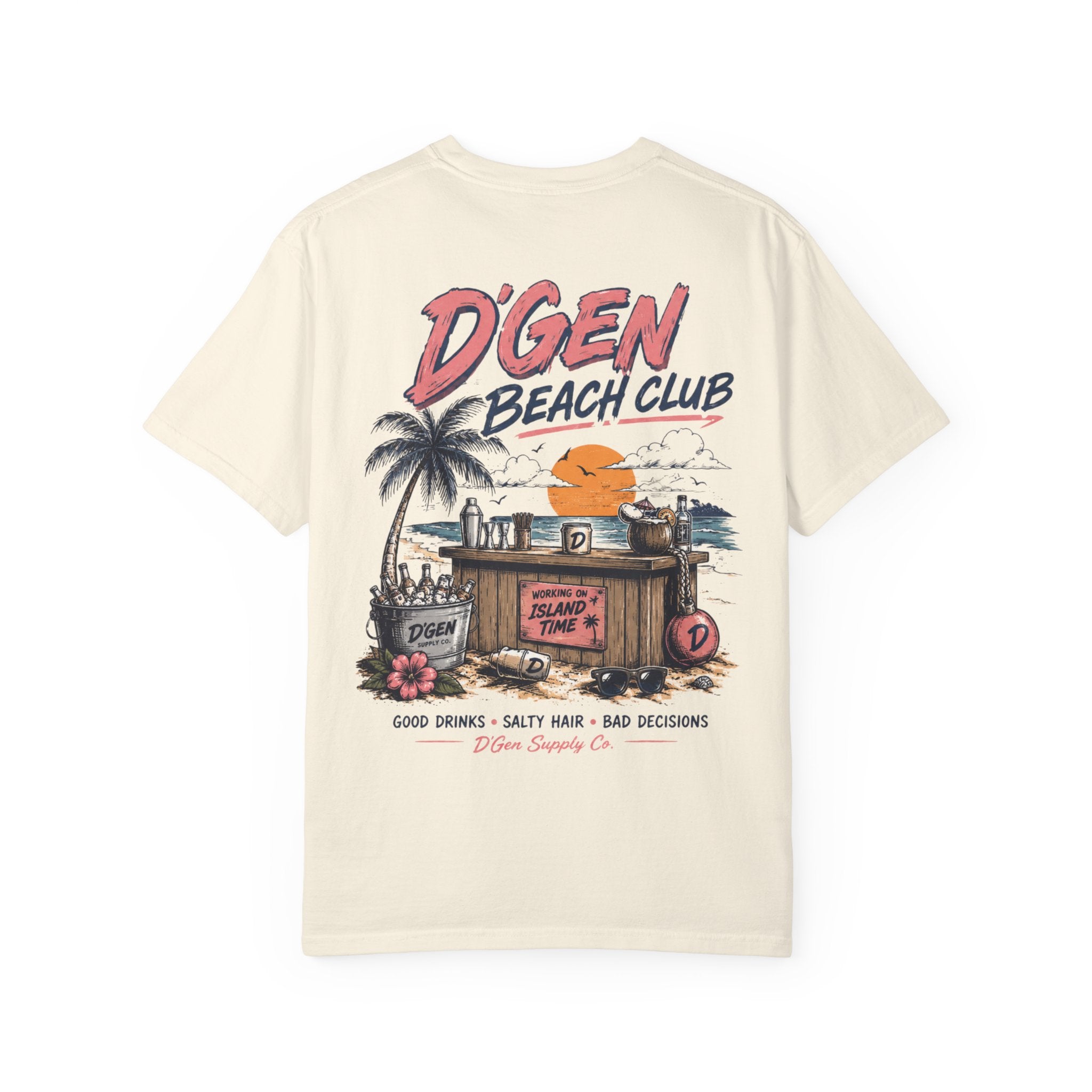 Beach Bar T-Shirt — "D'Gen Beach Club" Tropical Vintage Surf Tee