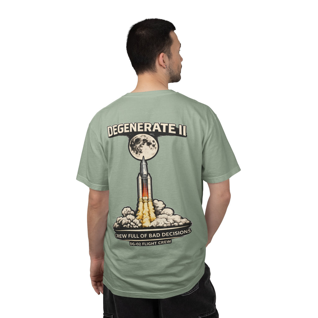 T-Shirt — "Degenerate II" Rocket Launch Crew Graphic Tee
