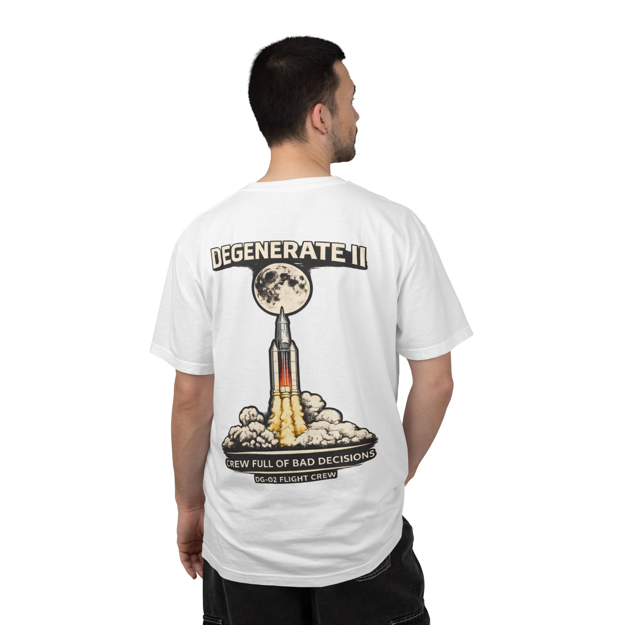 T-Shirt — "Degenerate II" Rocket Launch Crew Graphic Tee
