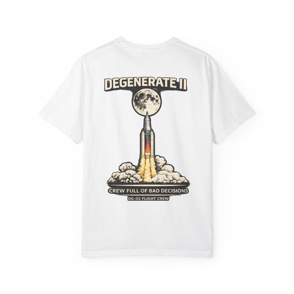 T-Shirt — "Degenerate II" Rocket Launch Crew Graphic Tee