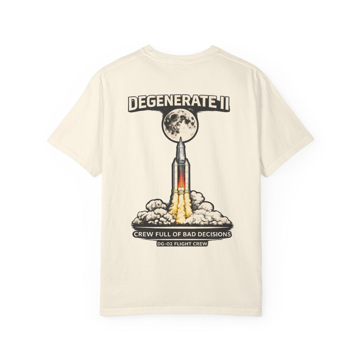 T-Shirt — "Degenerate II" Rocket Launch Crew Graphic Tee
