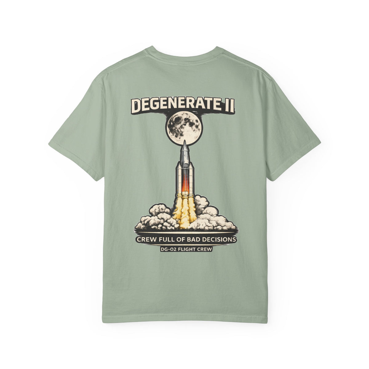 T-Shirt — "Degenerate II" Rocket Launch Crew Graphic Tee
