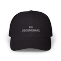 White Words “FN DEGENERATE” Embroidered Dad Cap at