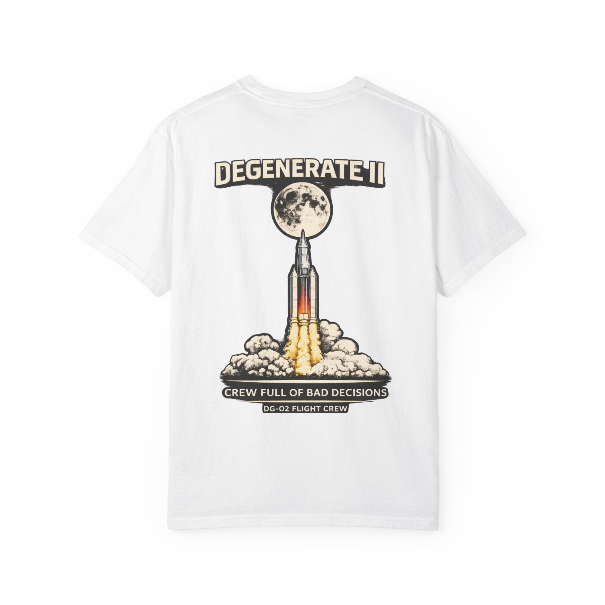 T-Shirt — "Degenerate II" Rocket Launch Crew Graphic Tee
