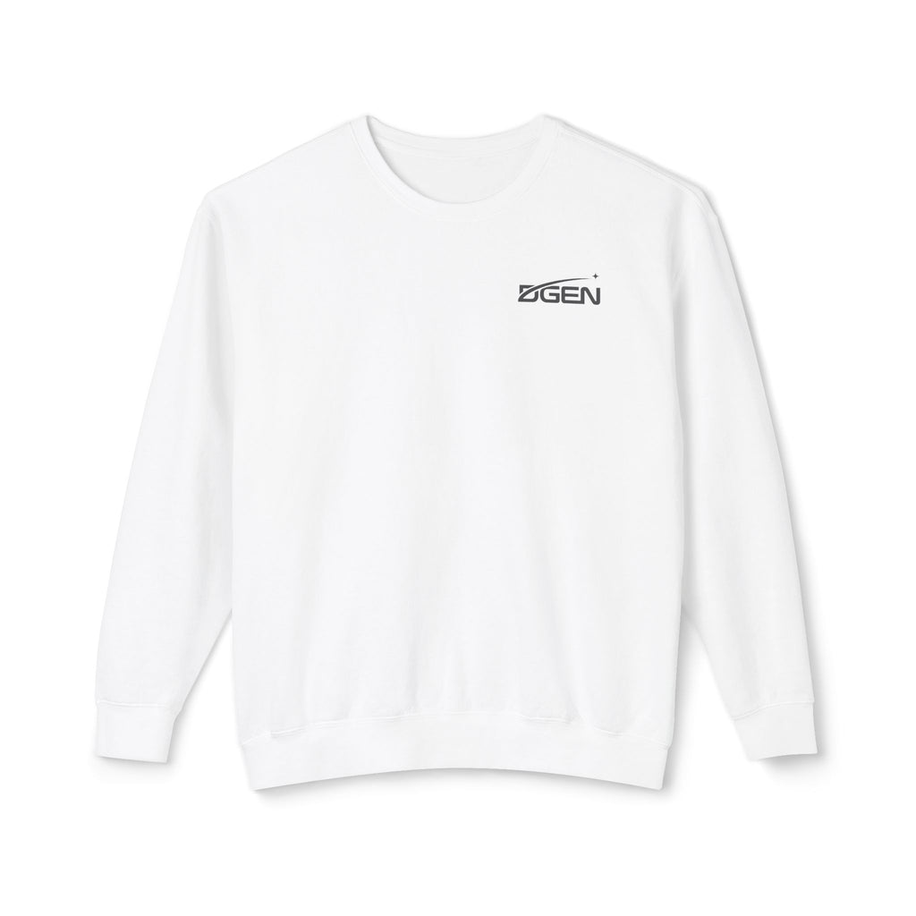 Space Logo Rocket Launch Crewneck Sweatshirt — Lightweight White Casual Pullover